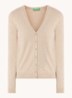 Fijngebreid vest van wol met stretch - Camel