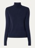 Fijngebreide coltrui van merino wol - Donkerblauw