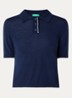 Fijngebreide polo van scheerwol - Donkerblauw