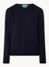 Fijngebreide pullover in kasjmierblend met ronde hals  - Donkerblauw