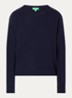 Fijngebreide pullover in kasjmierblend met ronde hals - Donkerblauw