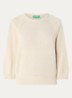 Fijngebreide pullover in linnenblend met ronde hals - Creme