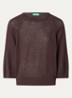 Fijngebreide pullover in linnenblend met ronde hals - Bruin