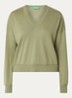 Fijngebreide pullover in wolblend met V-hals - Groen