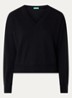 Fijngebreide pullover in wolblend met V-hals - Zwart