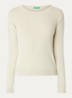 Fijngebreide pullover met ronde hals - Zand