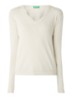 Fijngebreide pullover met V-hals - Zand