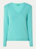 Fijngebreide pullover met V-hals - Turquoise