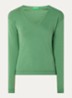 Fijngebreide pullover met V-hals - Olijfgroen