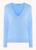 Fijngebreide pullover van scheerwol met V-hals - Blauwgrijs