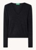 Fijngebreide pullover van scheerwol met V-hals - Antraciet