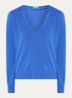 Fijngebreide pullover van scheerwol met V-hals - Blauw