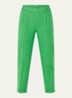 High waist cropped tapered fit pantalon van linnen - Groen