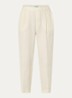 High waist cropped tapered fit pantalon van linnen - Gebroken wit