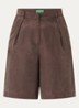 High waist loose fit korte pantalon met glanzende finish - Kastanjebruin