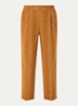 High waist straight fit broek in linnenblend met streepprint - Oranjebruin