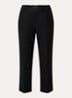 High waist straight fit chino van linnen met steekzakken - Zwart