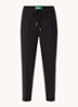 High waist tapered fit cropped pantalon met trekkoord - Zwart