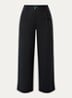 High waist wide fit chino van linnen met steekzakken - Zwart