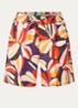High waist wide fit korte broek van linnen met print - Orange