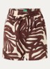 High waist wide fit korte broek van linnen met print - Bruin