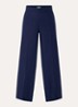 High waist wide fit pantalon van linnen - Royalblauw