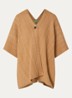 Kabelgebreide cape in kasjmierblend - Camel
