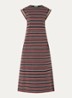 Maxi T-shirt jurk met streepprint - Steenrood