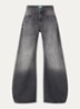 Mid waist wide fit jeans met steekzakken - Grijs