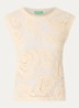 Mouwloze top met opengewerkt dessin - Beige