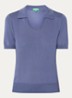 Semi-transparante polo in zijdeblend met ronde hals - Blauwgrijs