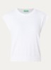 Top in linnenblend met ronde hals - Wit