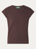 Top in linnenblend met ronde hals - Hazelnootbruin