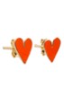 Mini Heart oorknopjes verguld - Koraal