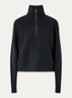 Sweater met logo en halve rits - Zwart