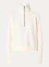Sweater met logo en halve rits - Creme