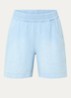 Evy mid waist straight fit korte broek in linnenblend - Lichtblauw