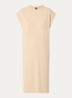 C_Edress_5 midi T-shirt jurk met split - Open Beige-287 / Beige