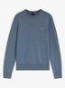Gebreide trui van katoen en kasjmier met logolabel - Medium Blue-424 / Blauw