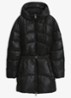 Gewatteerde parka met capuchon en afneembare riem - Zwart
