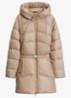 Gewatteerde parka met capuchon en afneembare riem - Beige