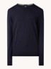 Leno-P fijngebreide pullover van wol  - Donkerblauw