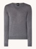 Melba-P fijngebreide pullover van scheerwol met V-hals - Middengrijs