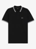 Paddy regular fit polo van piqué katoen met logo - Zwart
