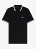 Paddy regular fit polo van piqué katoen met logo - Zwart
