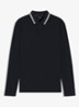 Polo van katoenpiqué met contrastlogo - Donkerblauw