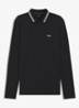 Polo van katoenpiqué met contrastlogo - Donkerblauw