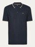 Poloshirt van katoenpiqué met contrasterende bies - Donkerblauw