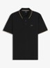 Poloshirt van katoenpiqué met contrasterende bies - Zwart
