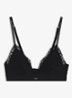 Premium kanten bralette met mesh plooitjes - Zwart